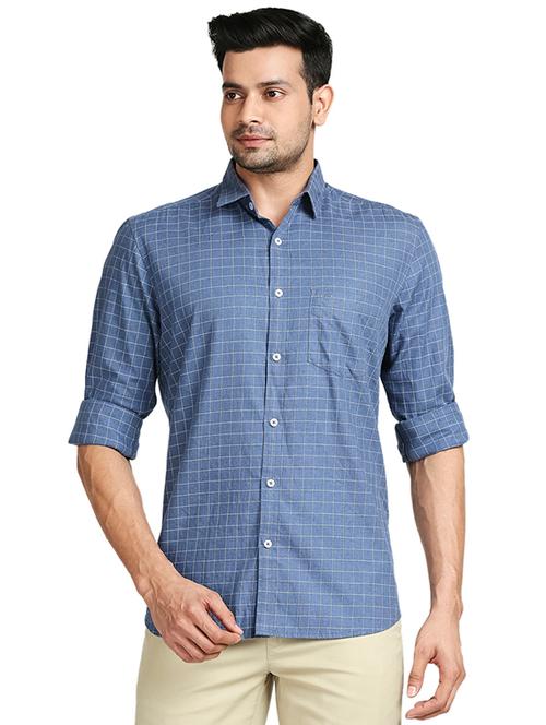 blue checked casual shirt - 18080641 - Very Small Image - 1