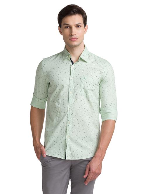 green floral print casual shirt - 18080650 - Very Small Image - 1