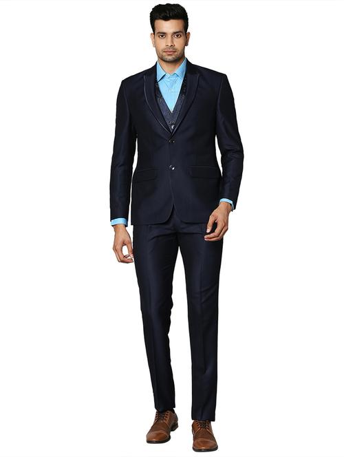 navy blue solid suit - 18080682 - Very Small Image - 1