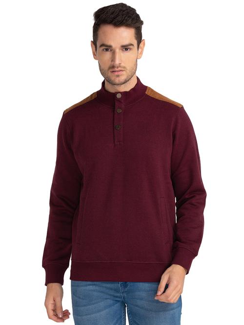 maroon color blocked sweatshirt - 18080702 - Very Small Image - 1