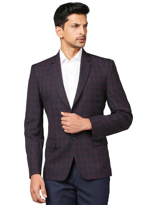 dark blue checkered formal blazer - 18080737 - Very Small Image - 1