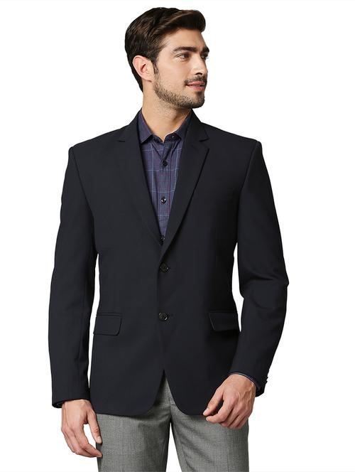 navy blue solid formal blazer - 18080741 - Very Small Image - 1