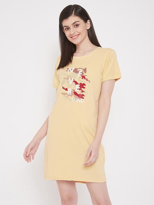 yellow round neck short sleeves sleepshirts - 18080792 - Very Small Image - 1