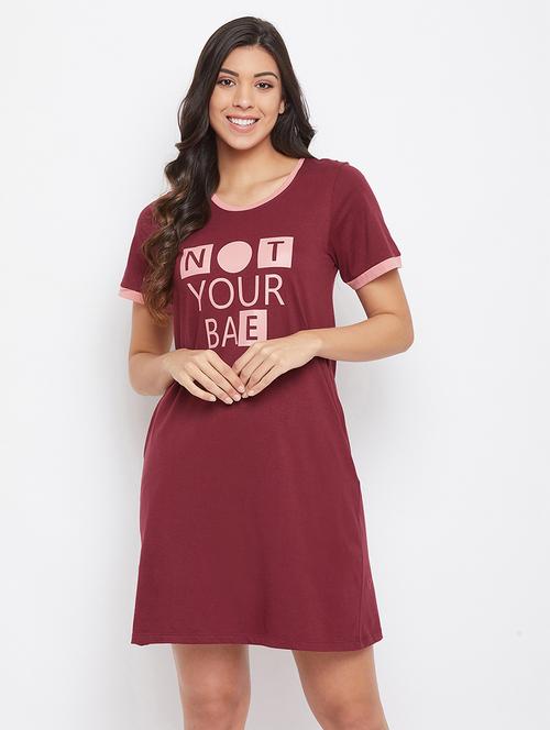 red cotton sleepshirts & nighty - 18080795 - Very Small Image - 1