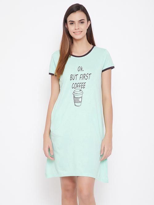 women round neck printed sleepshirt - 18080796 - Very Small Image - 1