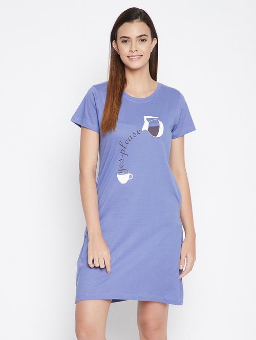 purple front printed cotton sleepshirt - 18080797 - Very Small Image - 1