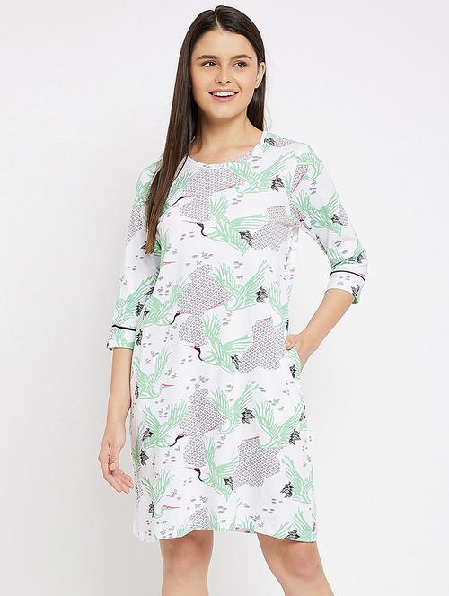 white cotton printed sleepshirt - 18080798 - Very Small Image - 1