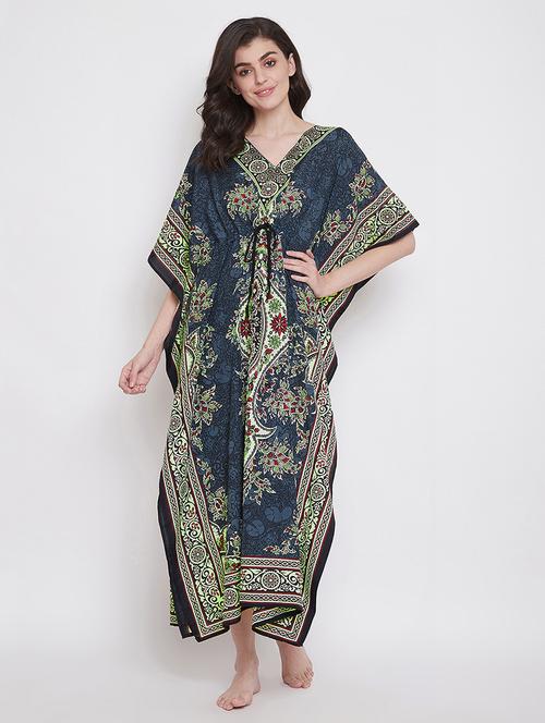 v neck printed kimono - 18080805 - Very Small Image - 1