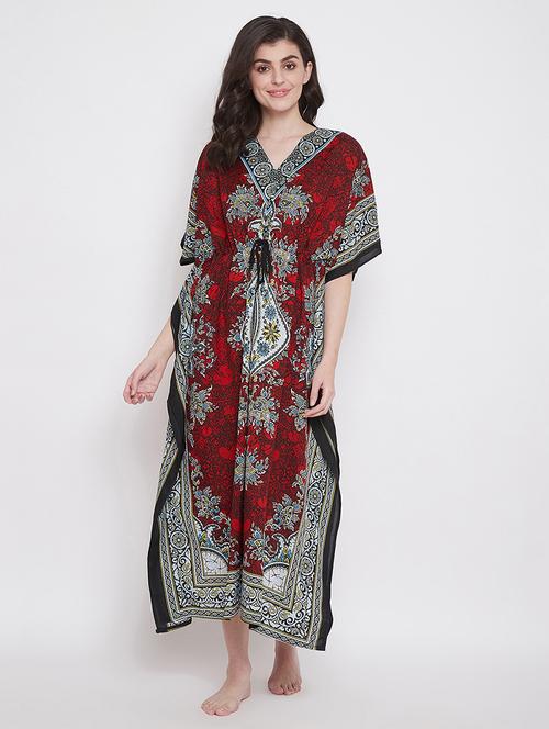 v neck printed kimono - 18080806 - Very Small Image - 1