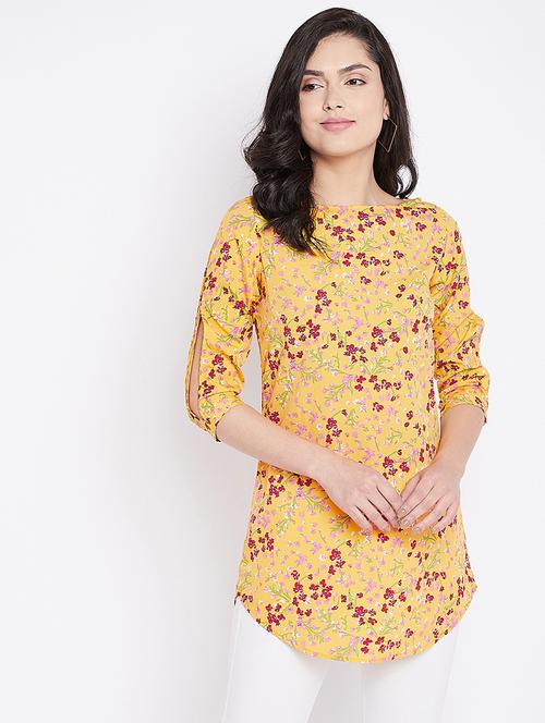 yellow crepe regular tunic - 18080823 - Very Small Image - 1