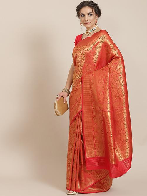 zari work kanjivaram saree with blouse - 18080856 - Very Small Image - 1