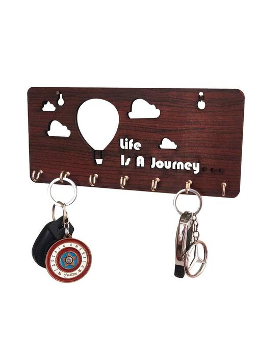 home sparkle wooden key holder for office, home, living room with 7 key hooks (brown) - 18080938 - Very Small Image - 1