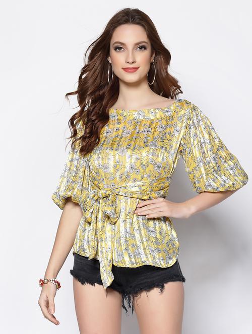 tie front printed top - 18081131 - Very Small Image - 1