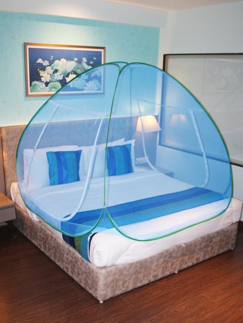 mosquito net sky blue and green foldable double bed net king size - 18081360 - Very Small Image - 1
