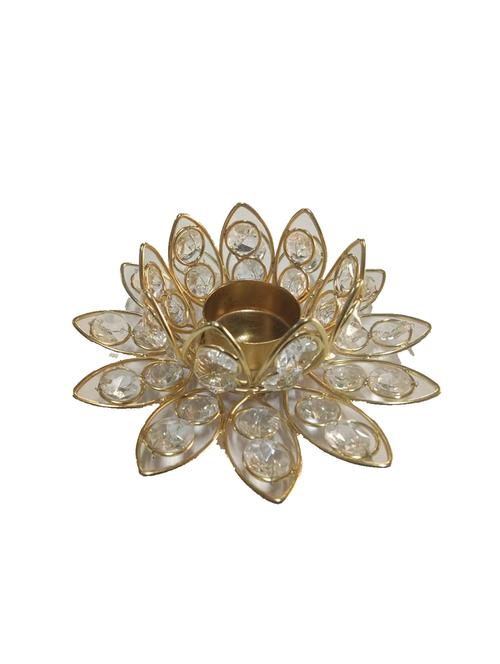 fireflies crystal lotus table top t-light candle holder (pack of 1, gold) - 18081464 - Very Small Image - 1