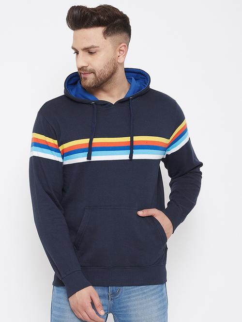 navy blue striped hooded sweatshirt - 18082318 - Very Small Image - 1