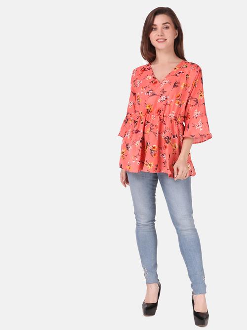 orange crepe top - 18082373 - Very Small Image - 1