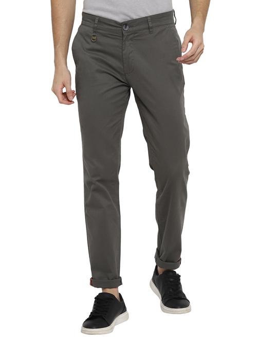 grey solid chinos casual trouser - 18082481 - Very Small Image - 1