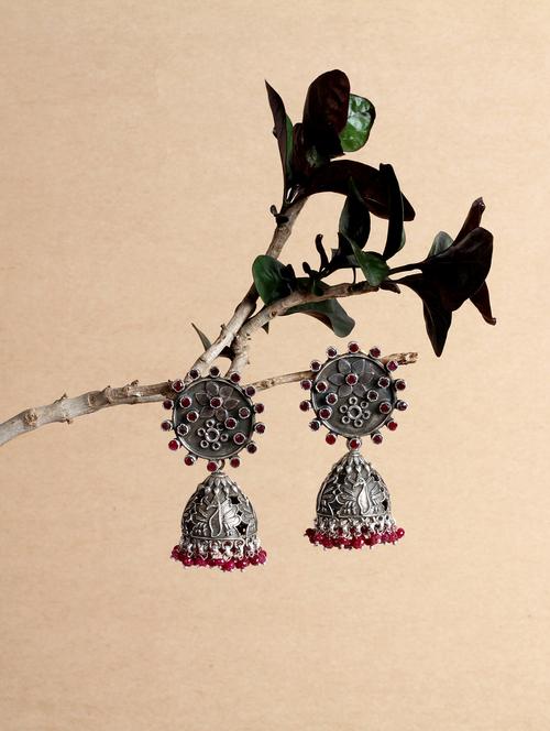 silver jhumka earring - 18082966 - Very Small Image - 1