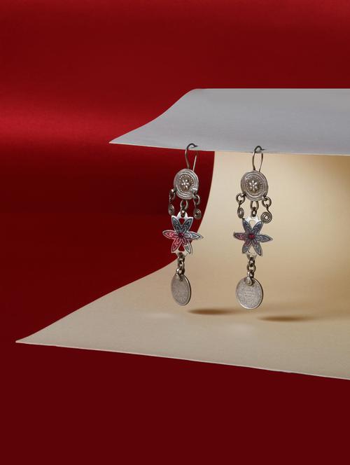 silver drop earring - 18083011 - Very Small Image - 1