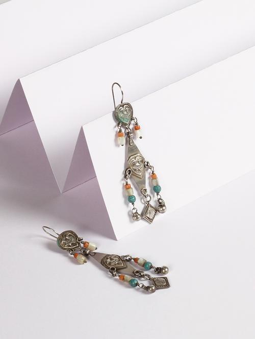 silver drop earring - 18083071 - Very Small Image - 1