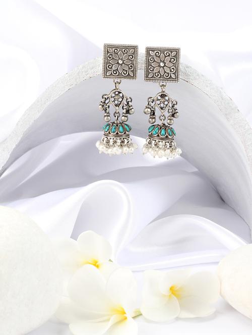 silver jhumka earring - 18083085 - Very Small Image - 1