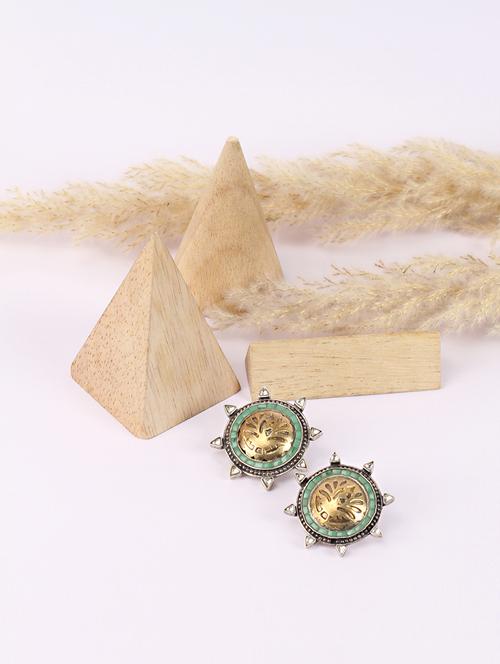 gold silver jhumka earring - 18083132 - Very Small Image - 1