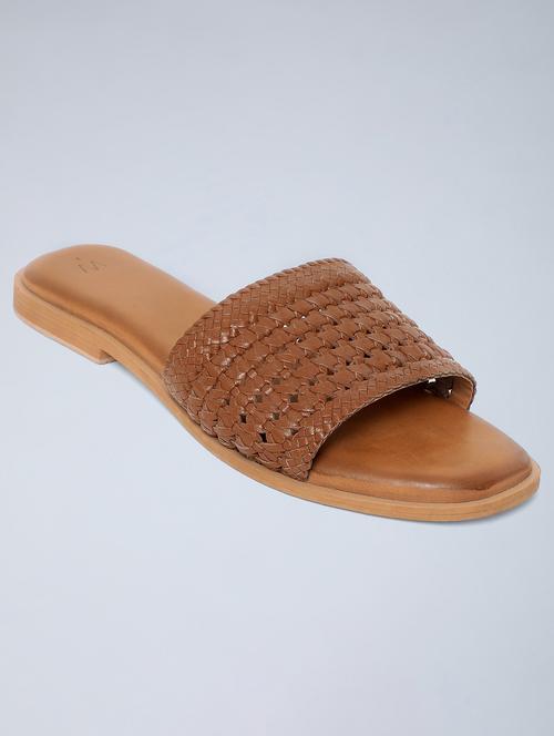 tan leather slip on sandals - 18083643 - Very Small Image - 1