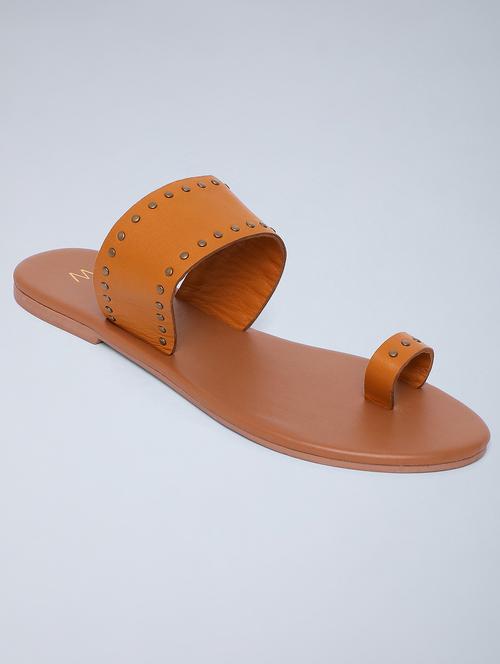 yellow leather slip on sandals - 18083668 - Very Small Image - 1
