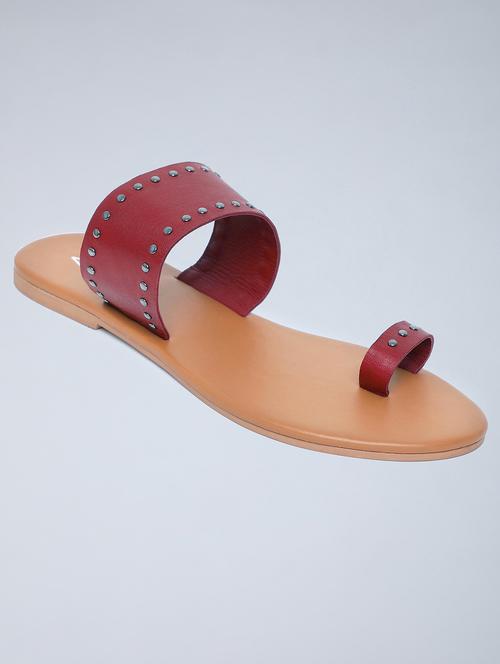 red leather slip on sandals - 18083669 - Very Small Image - 1