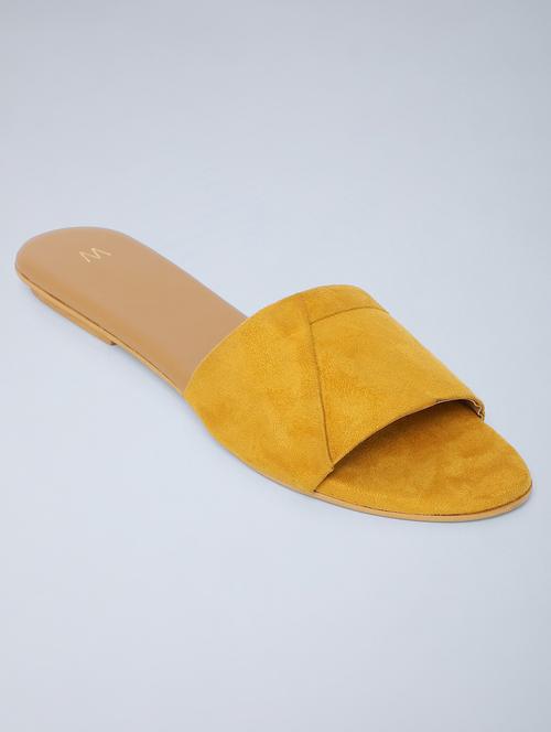 yellow pu slip on sandals - 18083671 - Very Small Image - 1