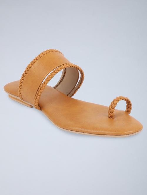 tan pu slip on sandals - 18083675 - Very Small Image - 1