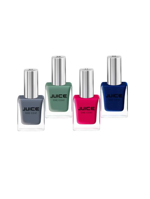 juice one coat nail paint combo of 4 flamenco red-11/gravel gray-27/sea green-28/wiggle fingers-66 long lasting 11ml each - 18105723 - Very Small Image - 1