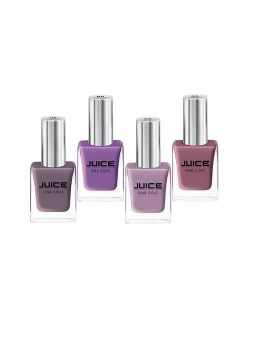 juice one coat nail paint combo of 4 soft lilac-02/redwood-03/berry ice-37/purple faith-68 long lasting 11ml each - 18105725 - Very Small Image - 1