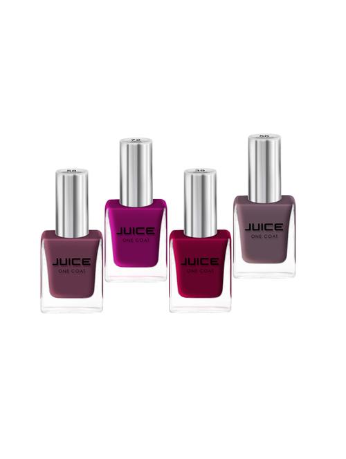 juice one coat nail paint combo of 4 retro red-39/walnut wood-56/dark spresso-58/carnival hangover-72 long lasting 11ml each - 18105726 - Very Small Image - 1