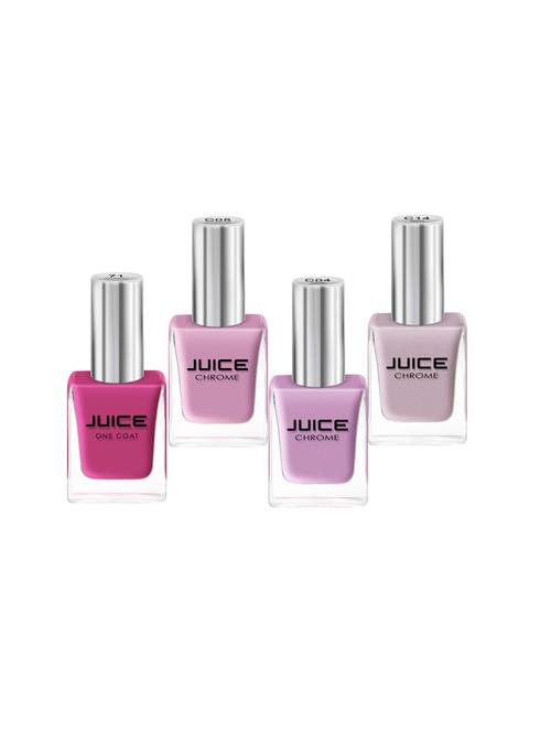 juice one coat nail paint combo of 4 lavender-c04/blooming pink-c05/dusted truffle-c14/red serenity-c71 long lasting 11ml each - 18105736 - Very Small Image - 1