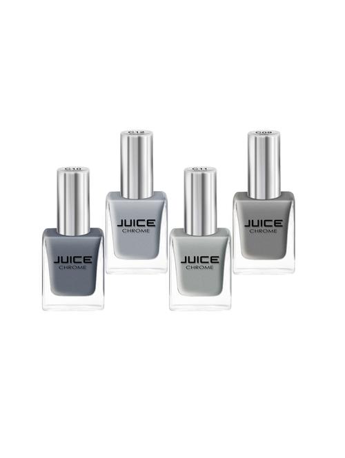 juice one coat nail paint combo of 4 handball courts-c09/liquid mercury-c10/moon light-c11/silver-c12 long lasting 11ml each - 18105737 - Very Small Image - 1