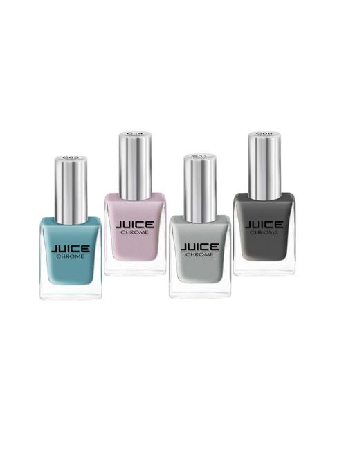 juice one coat nail paint combo of 4 teal blue-c02/ash blonde-c06/moon light-c11/dusted truffle-c14 long lasting 11ml each - 18105738 - Very Small Image - 1