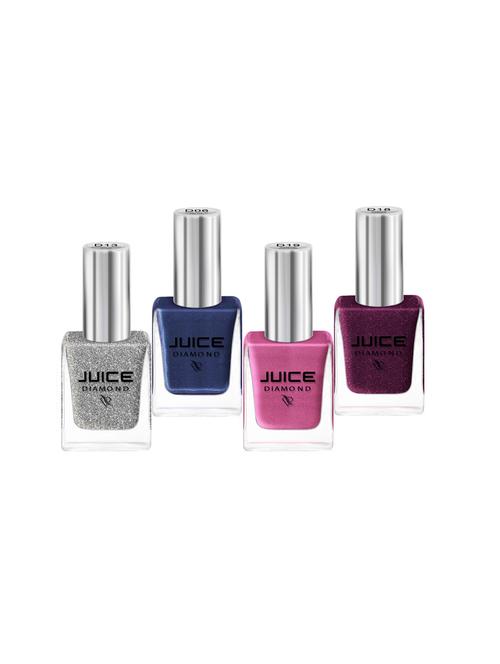 juice one coat nail paint combo of 4 blue-d06/luxury silver-d13/diamond garnet-d18/diamond shapphire-d19 long lasting 11ml each - 18105747 - Very Small Image - 1