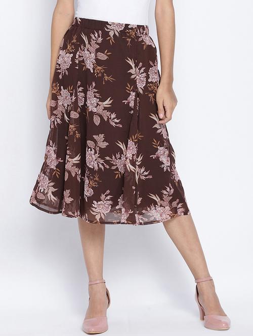 high rise floral flared skirt - 18105911 - Very Small Image - 1