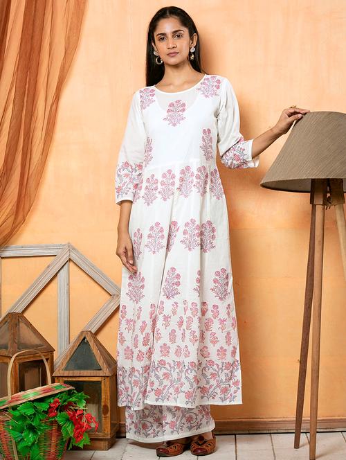 white cotton aline kurta - 18106108 - Very Small Image - 1