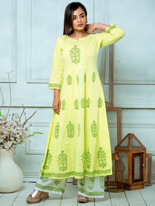 green cotton aline kurta - 18106114 - Very Small Image - 1