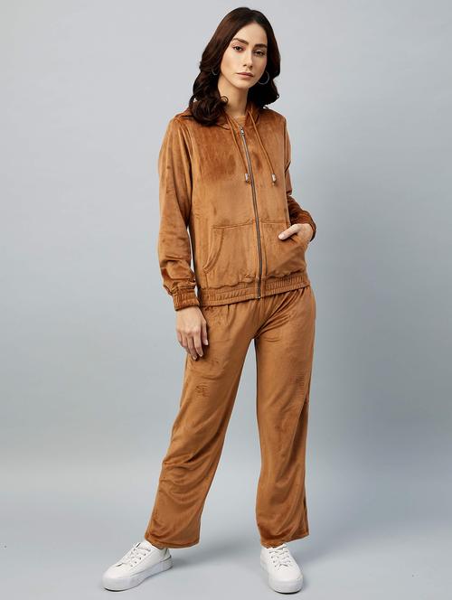 hooded neck solid track suit set - 18106205 - Very Small Image - 1