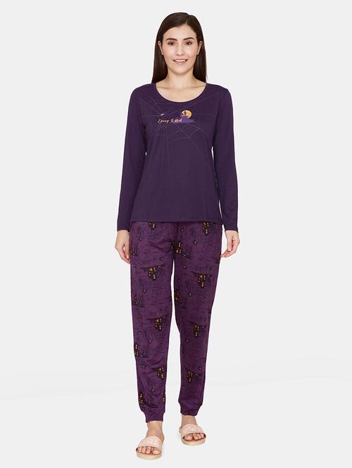 round neck printed nightwear pajama set - 18106226 - Very Small Image - 1