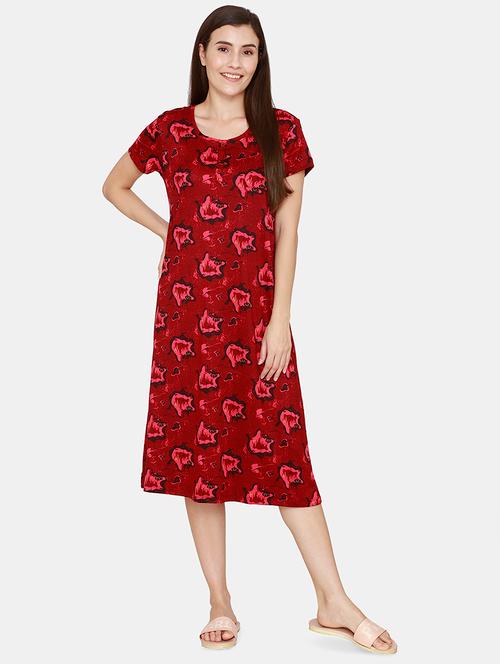 round neck printed nighty - 18106237 - Very Small Image - 1