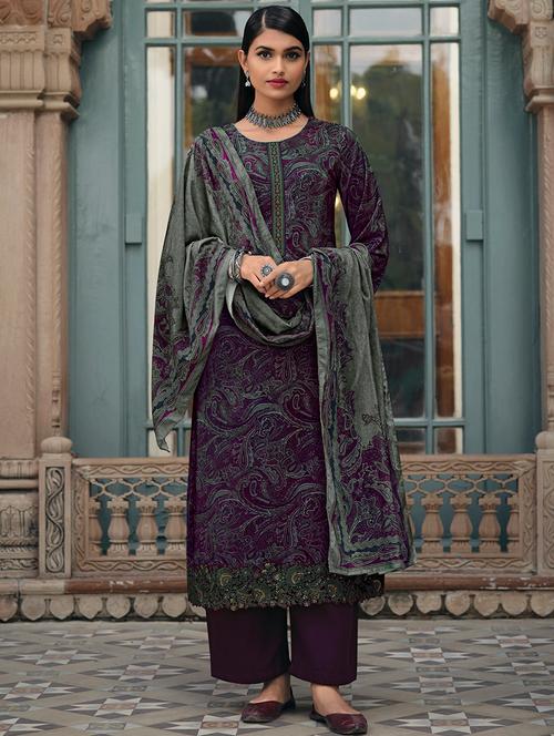 printed unstitched suit set - 18106552 - Very Small Image - 1