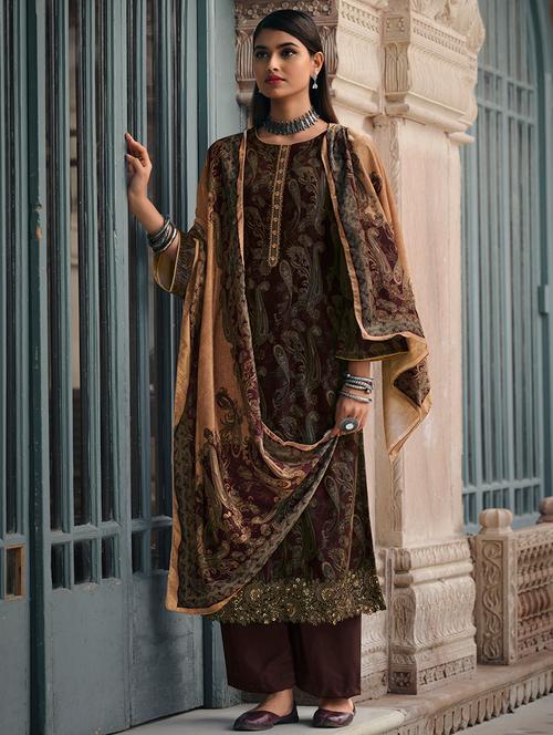 printed unstitched suit set - 18106554 - Very Small Image - 1