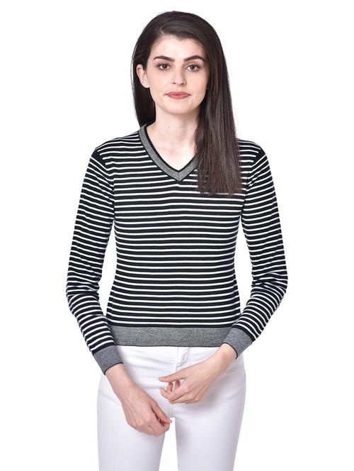 v-neck striped pullover - 18107411 - Very Small Image - 1