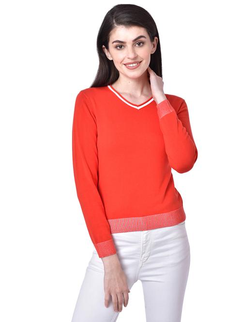 v-neck solid pullover - 18107420 - Very Small Image - 1