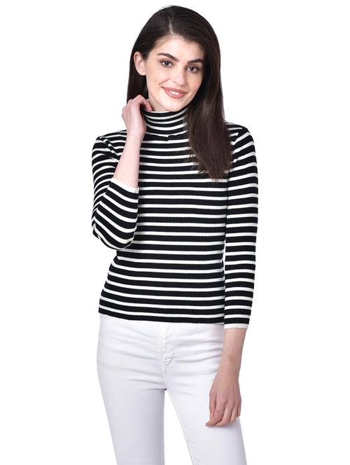 turtle neck striped pullover - 18107421 - Very Small Image - 1